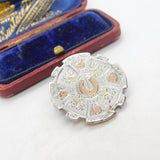 9ct Gold on Sterling Silver Horseshoe Sweetheart Brooch 1889 Birmingham