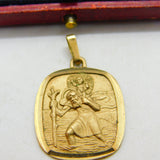 9ct Yellow Gold St Christopher Travel Saint Pendant Vintage 1989 London