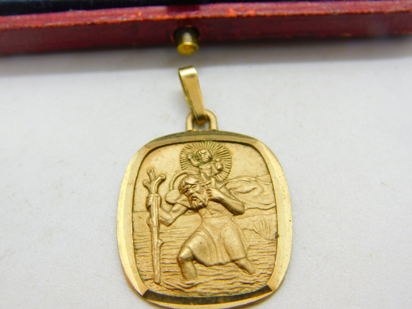 9ct Yellow Gold St Christopher Travel Saint Pendant Vintage 1989 London