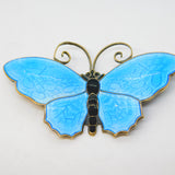 David Andersen Large Sterling Silver & Enamel Butterfly Brooch Antique Deco