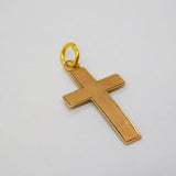 Victorian 9ct Rose Gold Minimal Cross Crucifix Pendant Antique 1897 Birmingham