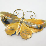 David Andersen Large Sterling Silver & Enamel Butterfly Brooch Antique Deco
