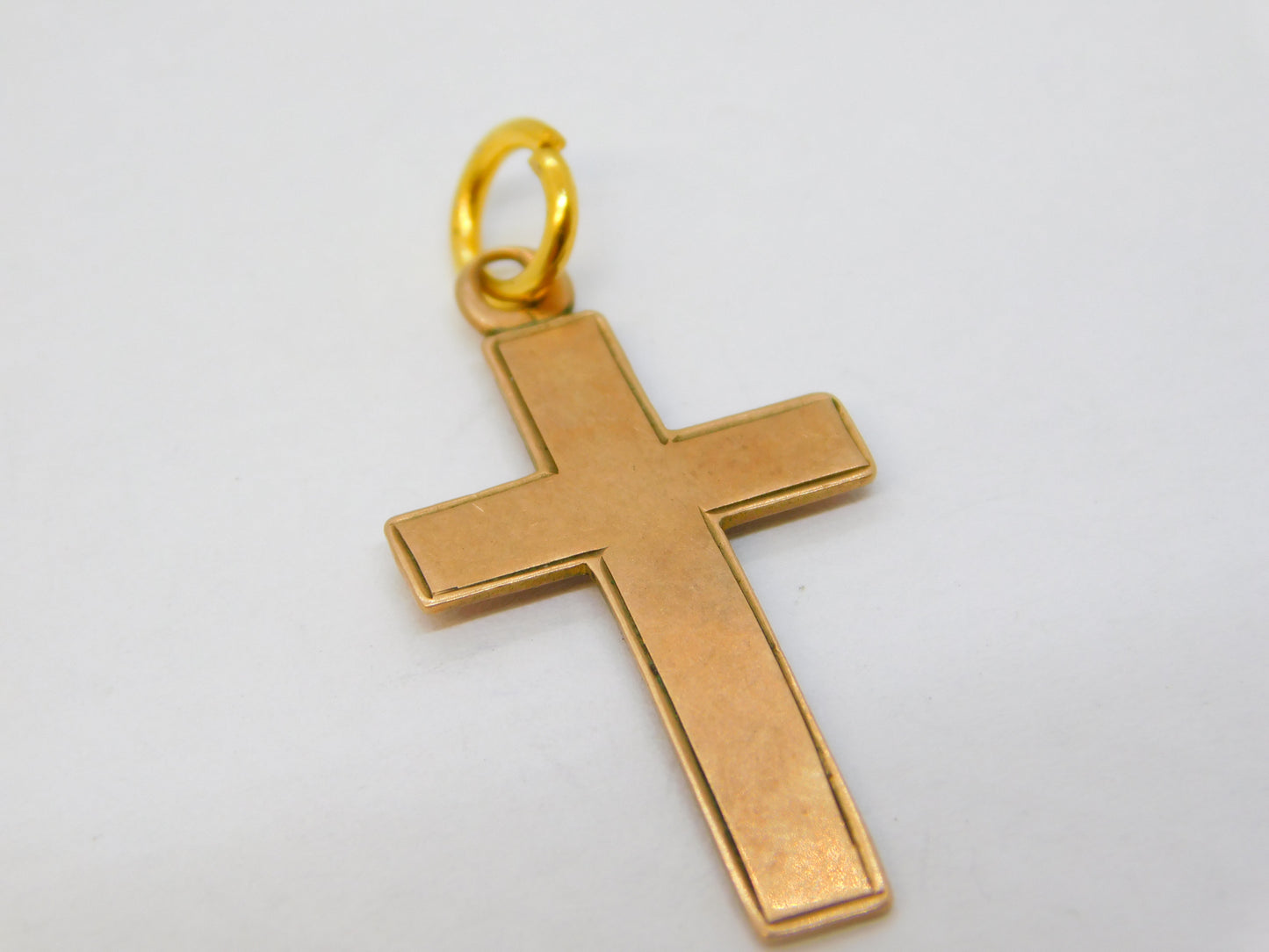 Victorian 9ct Rose Gold Minimal Cross Crucifix Pendant Antique 1897 Birmingham