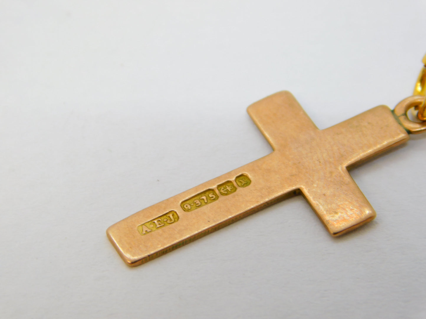Victorian 9ct Rose Gold Minimal Cross Crucifix Pendant Antique 1897 Birmingham