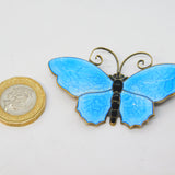 David Andersen Large Sterling Silver & Enamel Butterfly Brooch Antique Deco