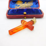 Victorian 18ct Gold & Carved Red Agate Cross Pendant Scottish? Antique c1860