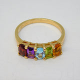 9ct Yellow Gold & Multi-Gem Set Dress Ring Vintage 1997 Birmingham