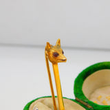 Victorian 9ct Yellow Gold Fox Mask Hunting Stock Pin Brooch Antique c1890