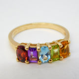 9ct Yellow Gold & Multi-Gem Set Dress Ring Vintage 1997 Birmingham