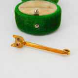 Victorian 9ct Yellow Gold Fox Mask Hunting Stock Pin Brooch Antique c1890