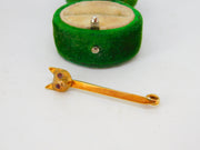 Victorian 9ct Yellow Gold Fox Mask Hunting Stock Pin Brooch Antique c1890