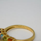 9ct Yellow Gold & Multi-Gem Set Dress Ring Vintage 1997 Birmingham