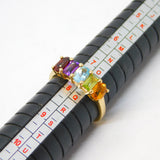 9ct Yellow Gold & Multi-Gem Set Dress Ring Vintage 1997 Birmingham