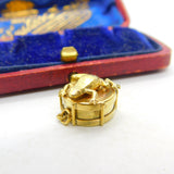Edwardian 9ct Yellow Gold Frog on the Drum Charm Pendant Antique c1910