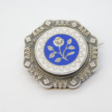 Victorian Sterling Silver & Blue-White Enamel Sweetheart Brooch Antique 1891 Birmingham