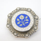 Victorian Sterling Silver & Blue-White Enamel Sweetheart Brooch Antique 1891 Birmingham