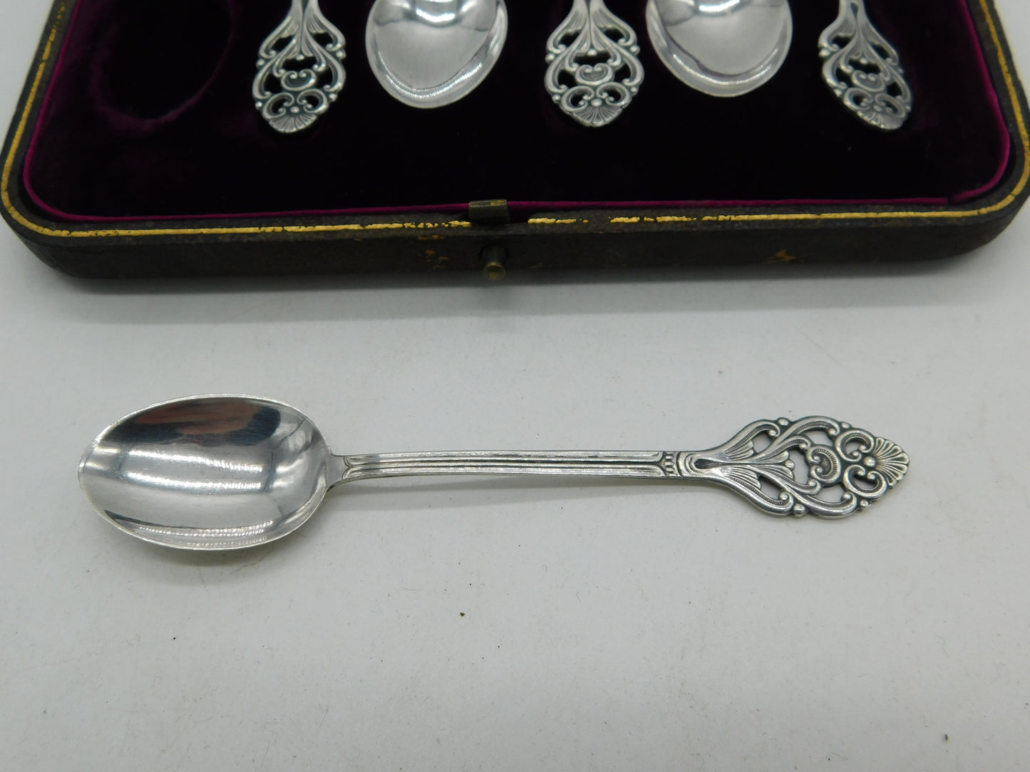 Boxed Swedish Sterling Silver Floral Teaspoons Vintage 1965 AIDA