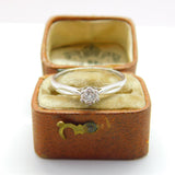 9ct White Gold & 0.1ct Diamond Solitaire Ring Vintage c1990 Size R 1/2 UK