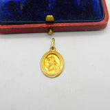 9ct Yellow Gold St Christopher Protect Us Charm Pendant Vintage c1970