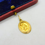 9ct Yellow Gold St Christopher Protect Us Charm Pendant Vintage c1970