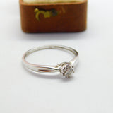 9ct White Gold & 0.1ct Diamond Solitaire Ring Vintage c1990 Size R 1/2 UK