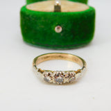 Victorian 18ct Yellow Gold & 0.2ct Diamond Three-Stone Ring Antique c1890