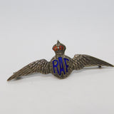 WWII Sterling Silver & Enamel RAF Wings Sweetheart Brooch Antique c1940 TLM