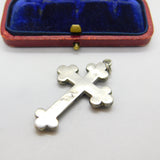 Victorian Sterling Silver Bloodstone & Agate Crucifix Pendant Antique c1860