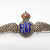 WWII Sterling Silver & Enamel RAF Wings Sweetheart Brooch Antique c1940 TLM