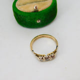Victorian 18ct Yellow Gold & 0.2ct Diamond Three-Stone Ring Antique c1890