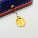 9ct Yellow Gold St Christopher Protect Us Charm Pendant Vintage c1970