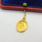 9ct Yellow Gold St Christopher Protect Us Charm Pendant Vintage c1970