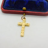 Scottish 9ct Yellow Gold Cross Floral Pattern Pendant 1920 Glasgow Antique