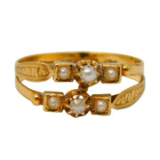 19th Century Swedish 18ct Gold & Seed Pearl Two-Tier Dress Ring Antique c1860