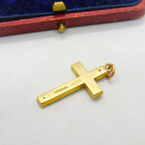 Scottish 9ct Yellow Gold Cross Floral Pattern Pendant 1920 Glasgow Antique