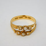 19th Century Swedish 18ct Gold & Seed Pearl Two-Tier Dress Ring Antique c1860