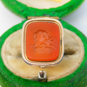George III 9ct Gold & Agate Elephant over Crown Ducal Intaglio Fob Seal Antique