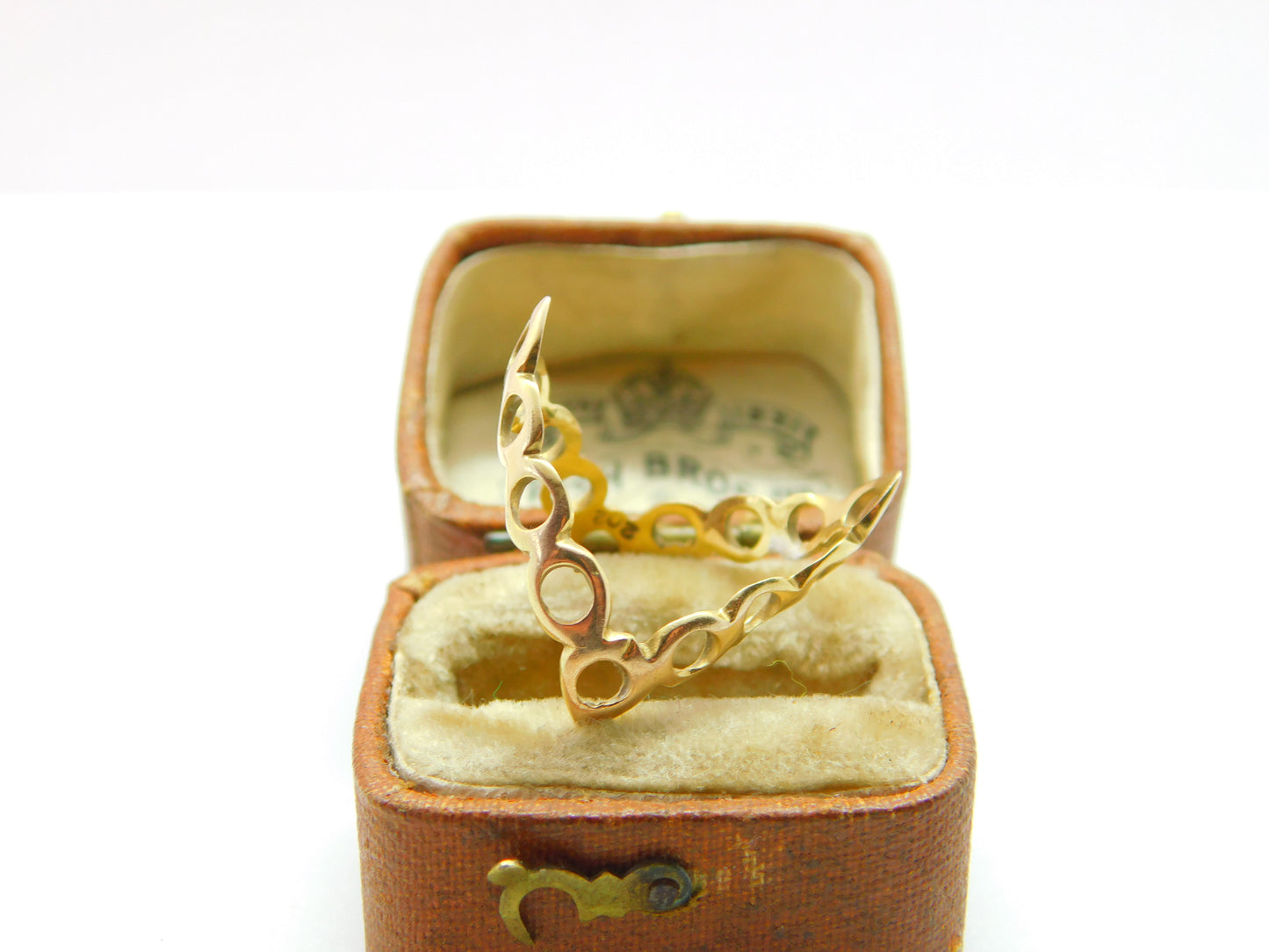 9ct Yellow Gold Bubble Pattern Wishbone Dress Ring Vintage c1980