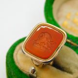 George III 9ct Gold & Agate Elephant over Crown Ducal Intaglio Fob Seal Antique