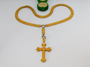 Victorian Aesthetic Rolled Gold 17th Century Style Cross Medal Necklace c1860