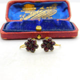 Austro-Hungarian 9ct Gold Bohemian Garnet Screw-Back Earrings Victorian