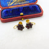 Austro-Hungarian 9ct Gold Bohemian Garnet Screw-Back Earrings Victorian