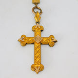 Victorian Aesthetic Rolled Gold 17th Century Style Cross Medal Necklace c1860