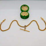 Victorian Rolled Gold Double Albert Watch Chain Antique c1890 Dog Clips & T-Bar