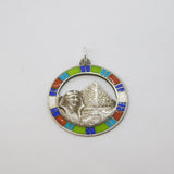 Egyptian .800 Silver & Enamel Pharaoh Souvenir Pendant Antique c1920 Art Deco