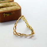 9ct Yellow Gold Bubble Pattern Wishbone Dress Ring Vintage c1980