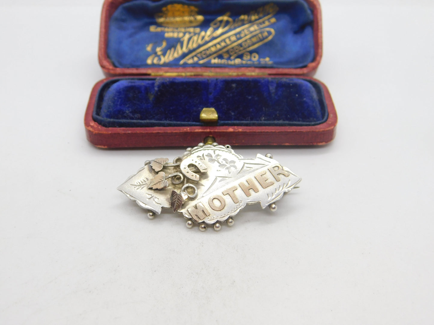 9ct Gold on Sterling Silver 'Mother' Sweetheart Brooch 1903 Birmingham Antique