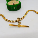 Victorian Rolled Gold Double Albert Watch Chain Antique c1890 Dog Clips & T-Bar