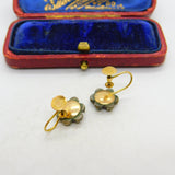 Austro-Hungarian 9ct Gold Bohemian Garnet Screw-Back Earrings Victorian
