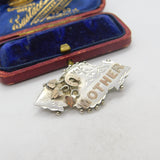 9ct Gold on Sterling Silver 'Mother' Sweetheart Brooch 1903 Birmingham Antique